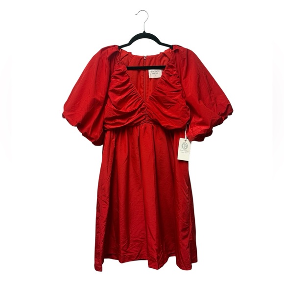Hyacinth House Red Puff Sleeve Mini Dress - Courtney Shirred Bodice - Picture 7 of 7
